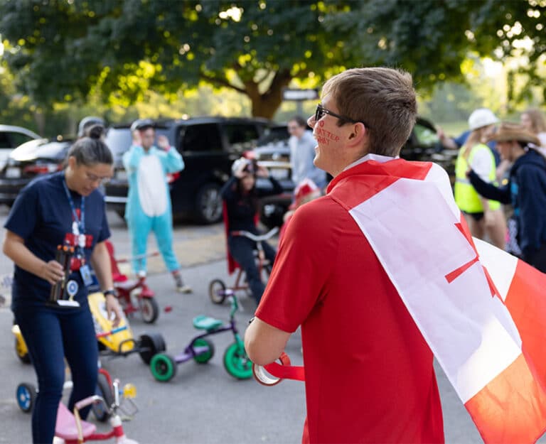 Terry Fox Run Volunteer with Canadian Flag